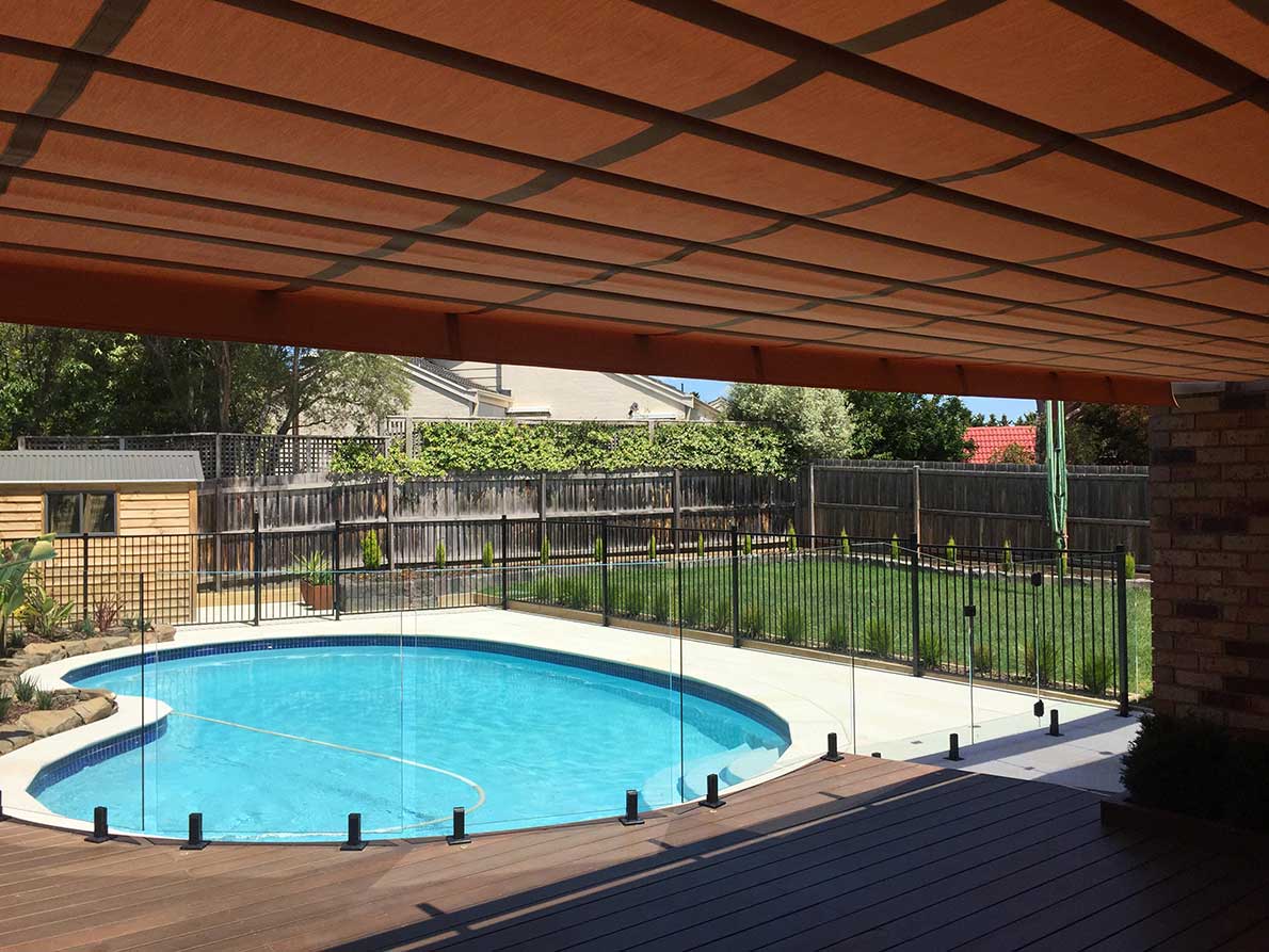 Undercover Blinds Folding Arm Awnings - Awning Over a nice pool